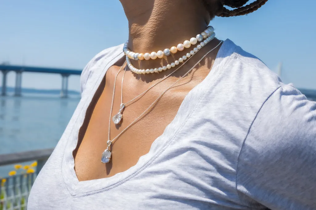 Sterling Silver Blue Selenite Gemstone Necklace