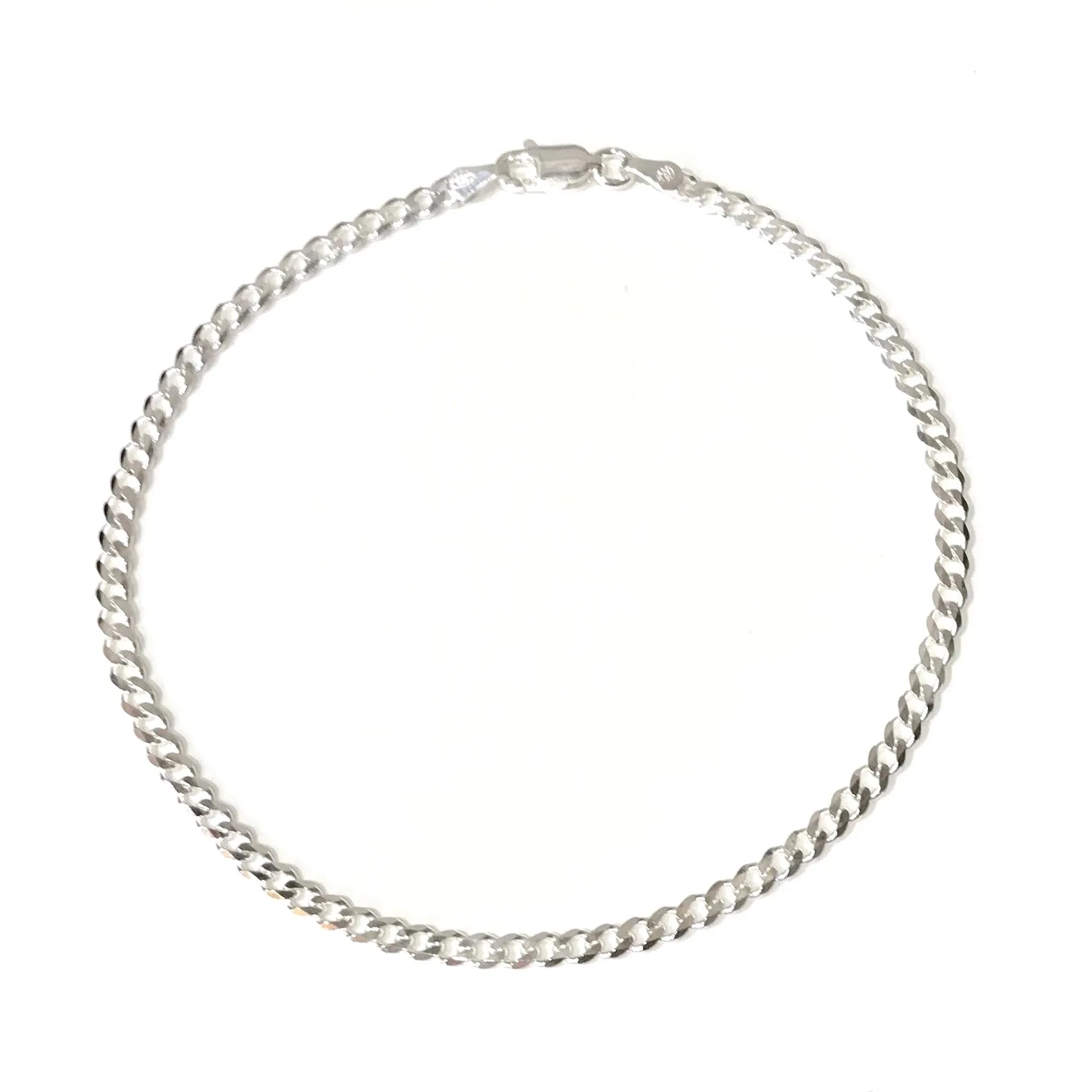 Sterling Silver Cuban Chain Thin Anklet