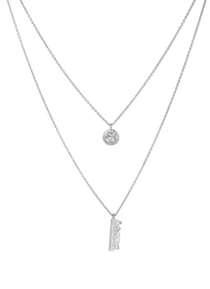Sterling Silver Diamond in the Raw Double Necklace