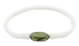 Sterling Silver Moldavite Gloss Rubber Bracelet