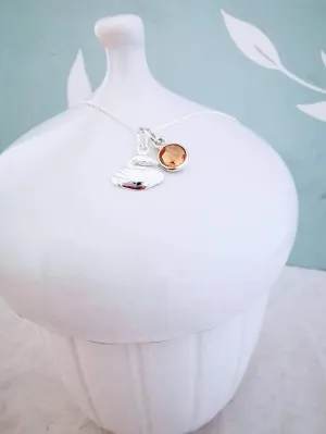 Sterling Silver Swan & Gemstone Pendant Necklace