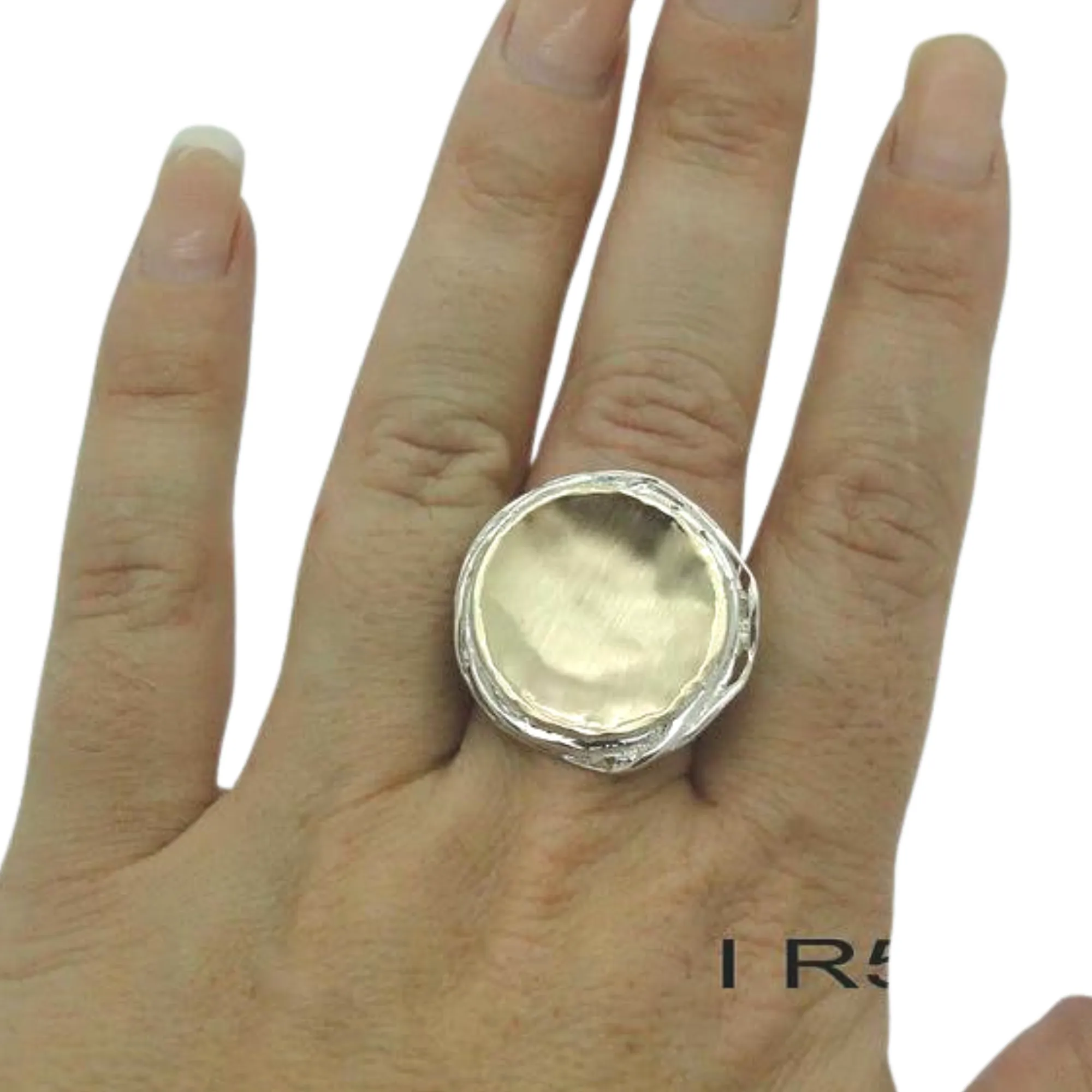Stunning Israel Handmade Huge 9k Yellow Gold 925 sterling Silver Ring