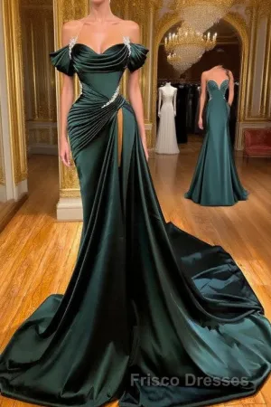 Stunning Off-the-Shoulder Mermaid Prom Dress Ruffles With High Split