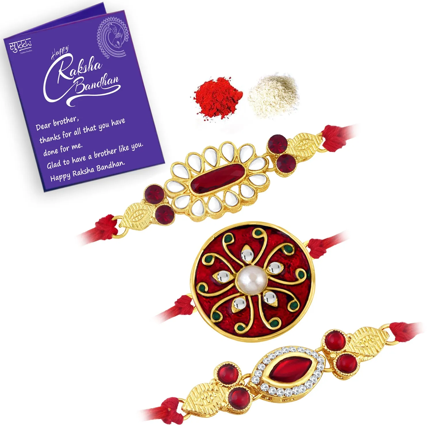 Sukkhi Stunning Gold Plated Rakhi Set for Men