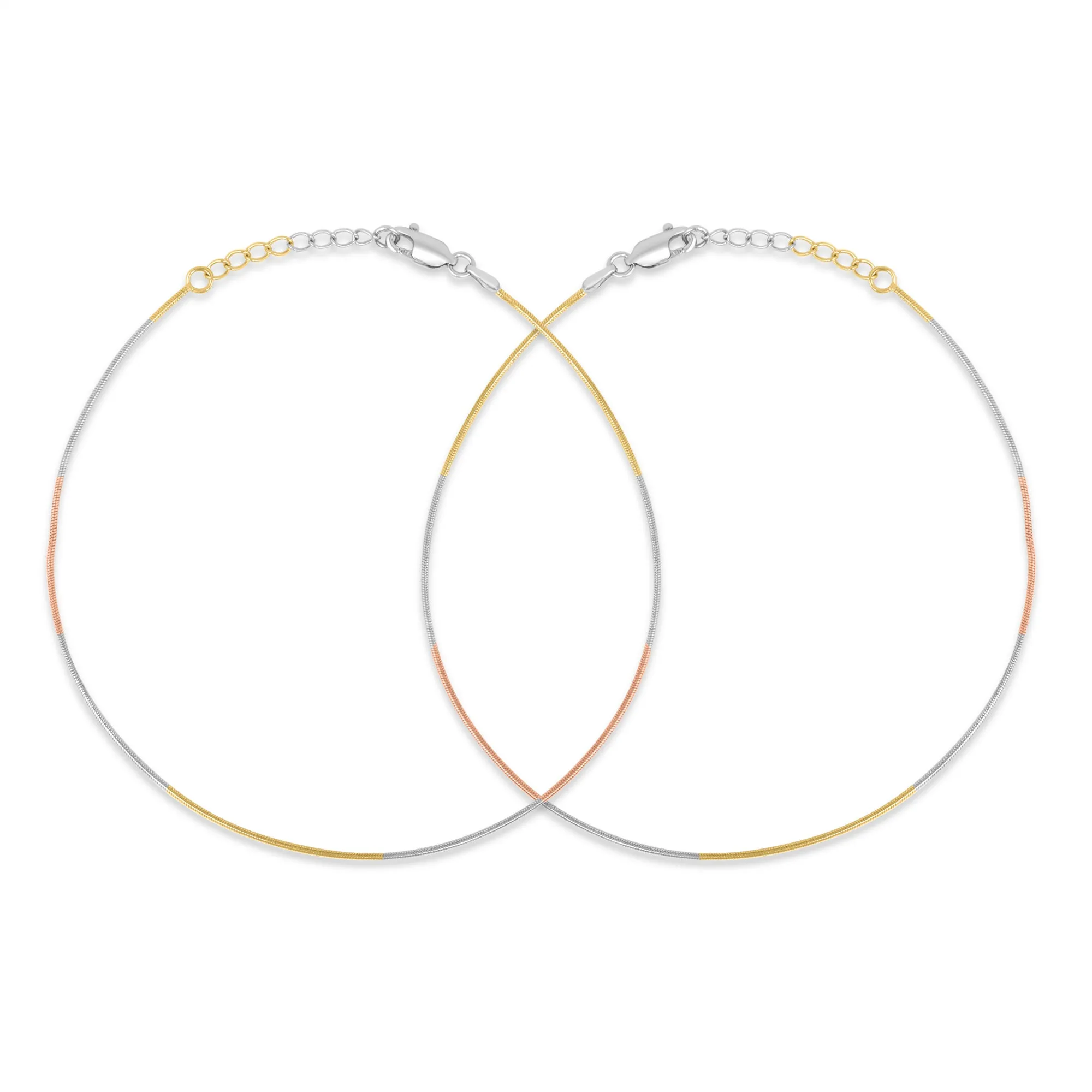 Symphony in Triple Tone-Plated 925 Sterling Silver Anklet