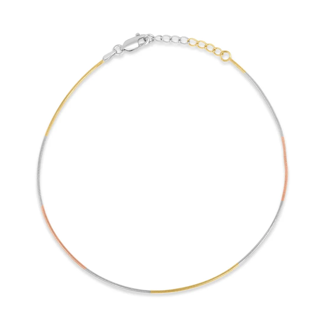 Symphony in Triple Tone-Plated 925 Sterling Silver Anklet