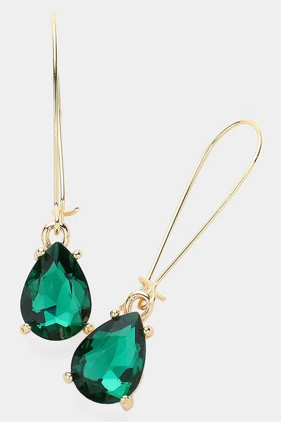Teardrop Stone Cushion Dangle Earrings
