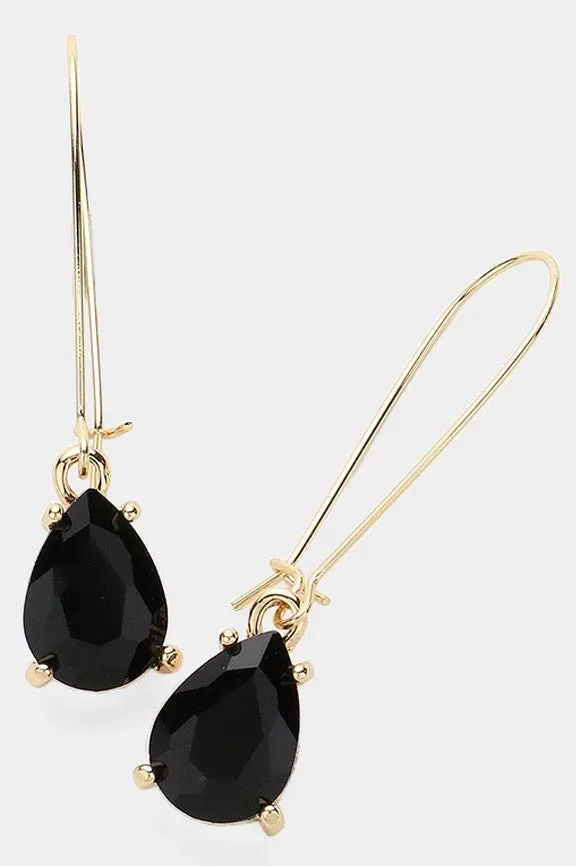 Teardrop Stone Cushion Dangle Earrings