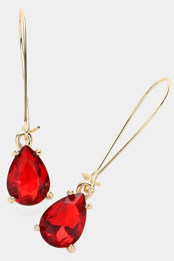 Teardrop Stone Cushion Dangle Earrings