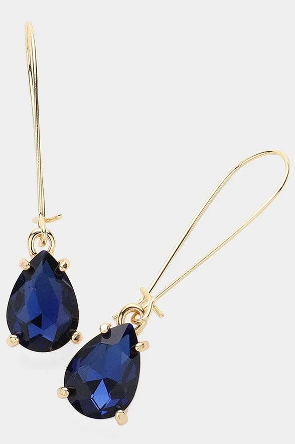 Teardrop Stone Cushion Dangle Earrings