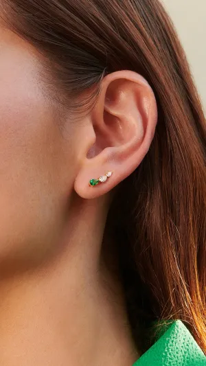 Toluda Ear Climber Emerald Gold Vermeil