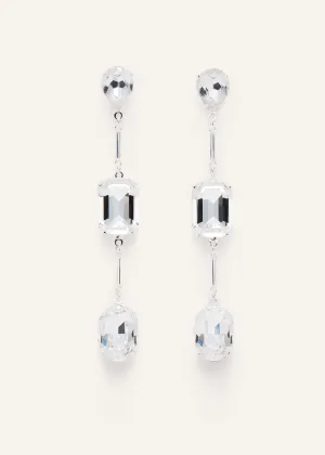Trio crystal drop earrings in silver