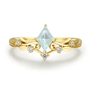 Victorian Lace Aquamarine Ring (Yellow Gold)©