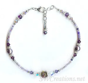 Violette Flor Crystal Lampwork Anklet