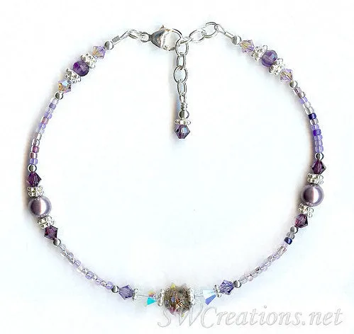 Violette Flor Crystal Lampwork Anklet