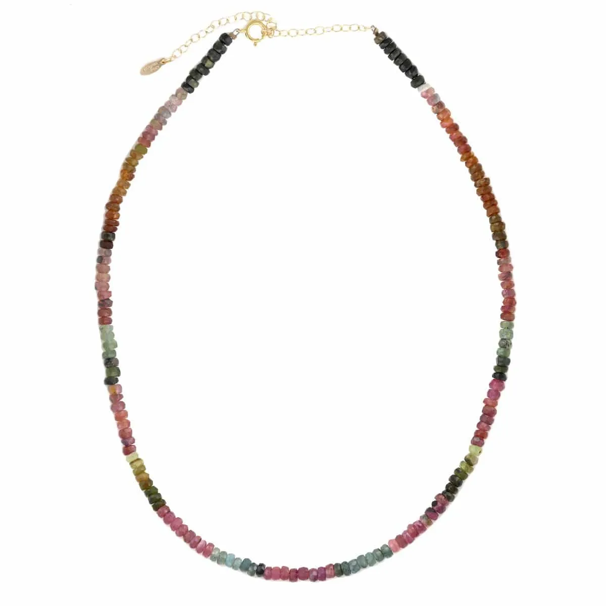 Watermelon Tourmaline Faceted Gemstone Beaded Necklace