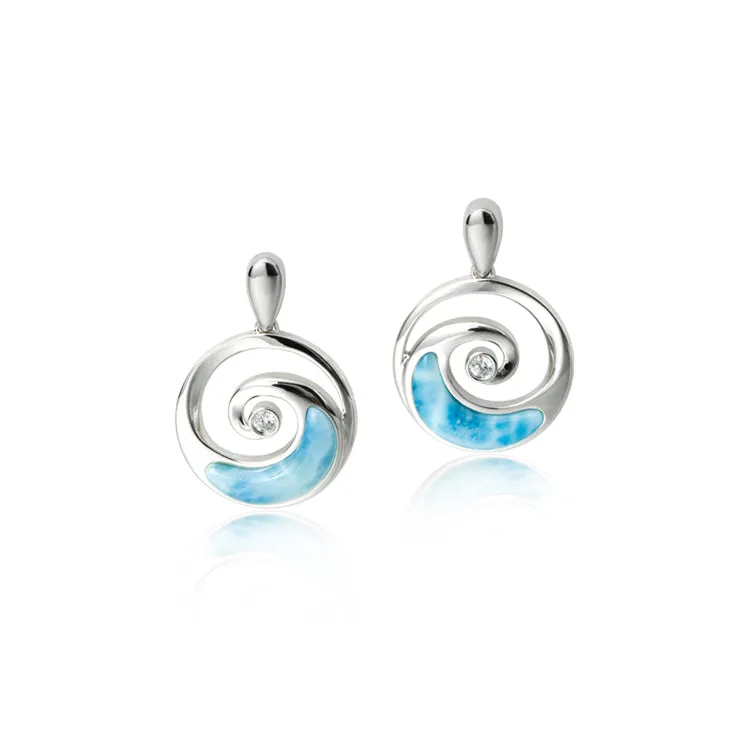 Wave Earrings, Sterling & Larimar