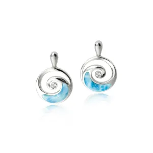 Wave Earrings, Sterling & Larimar
